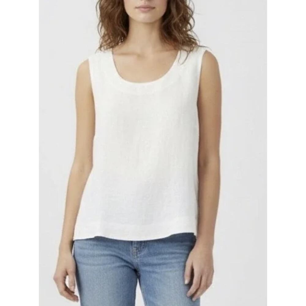 American Giant Linen Tank Sleeveless Top White Small Beach Summer Vacation